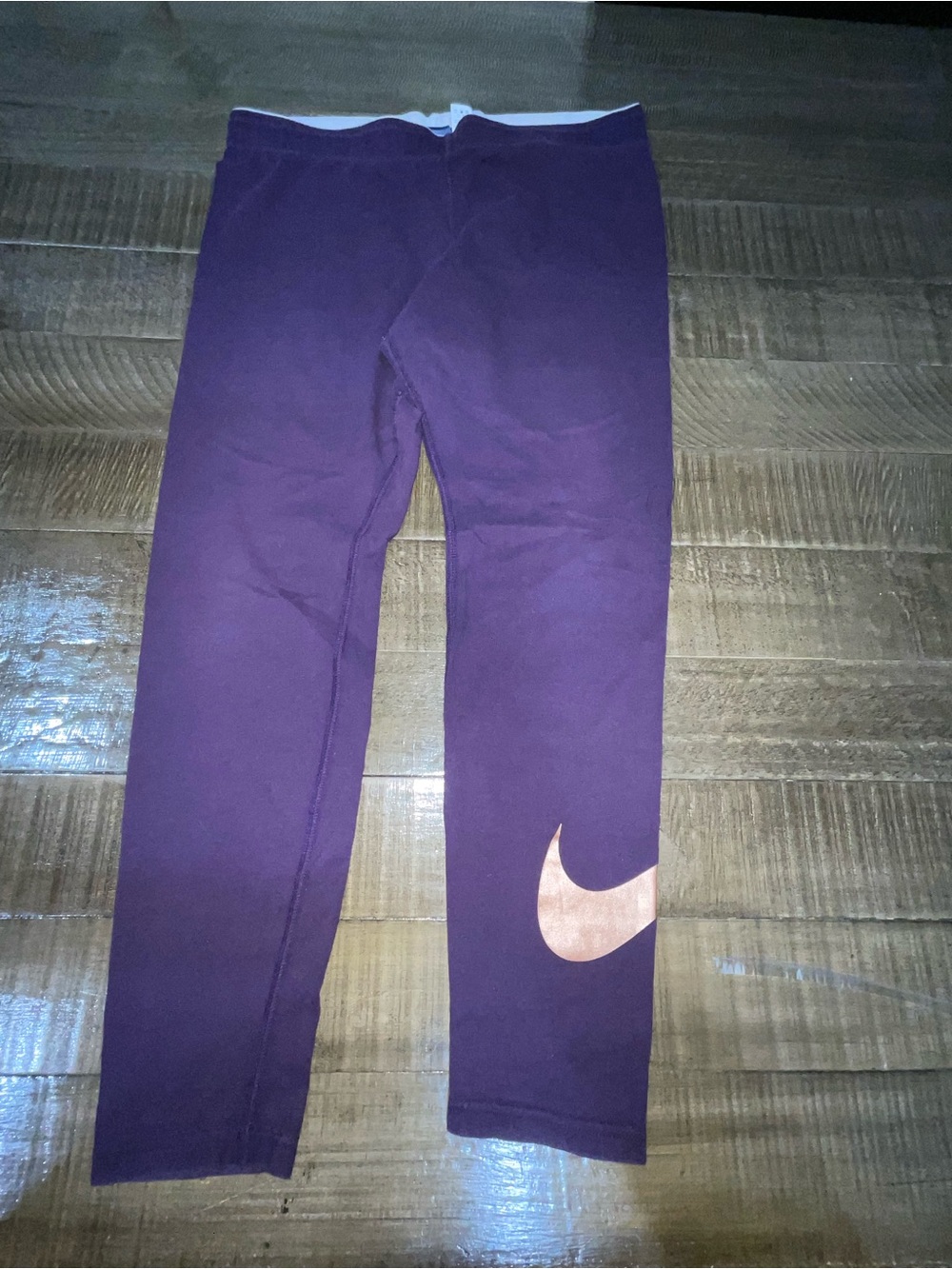Nike Purple Leggings with Metallic Swoosh